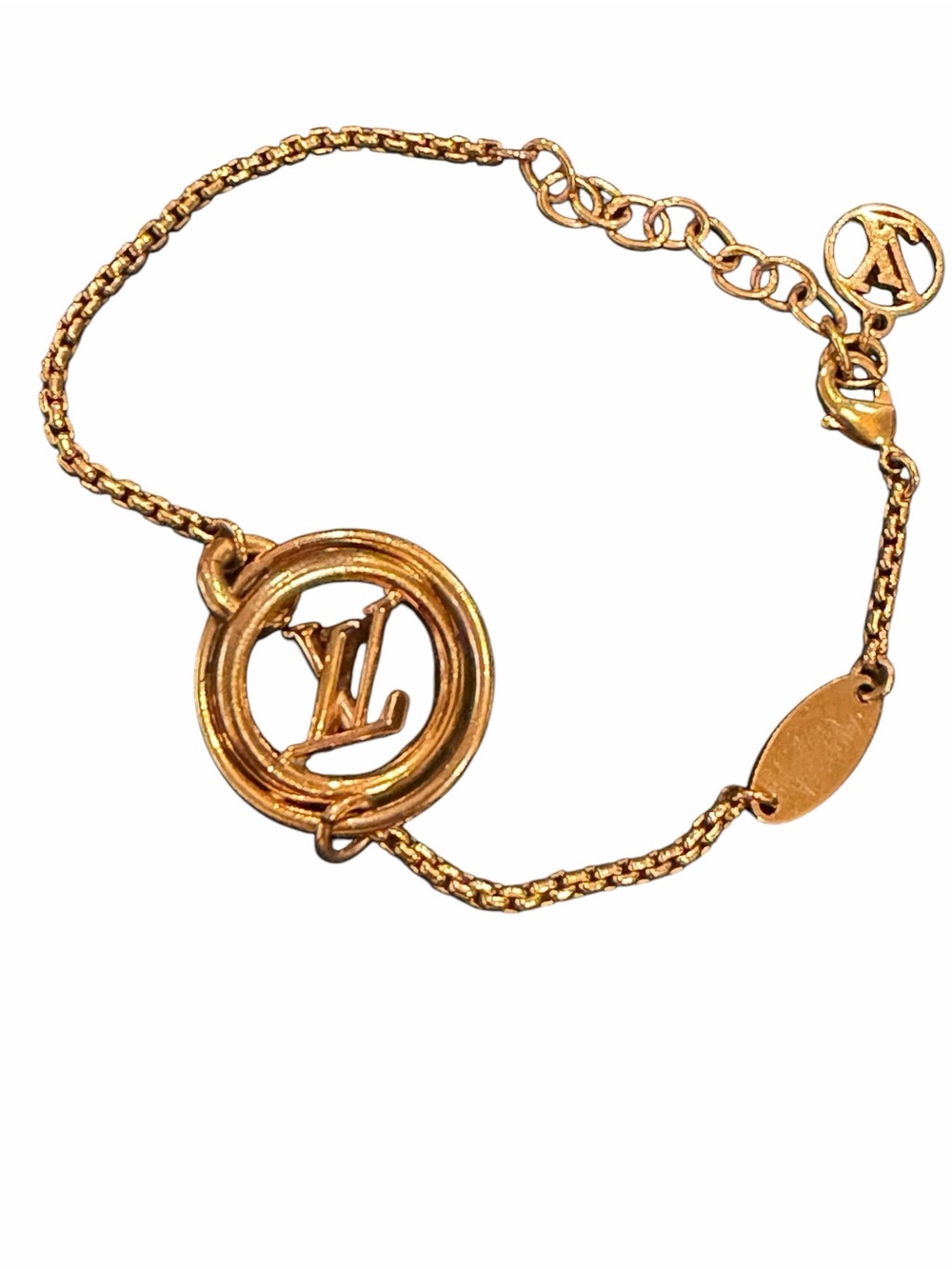 Louis Vuitton Gold Tone LV Circle Logo Bracelet